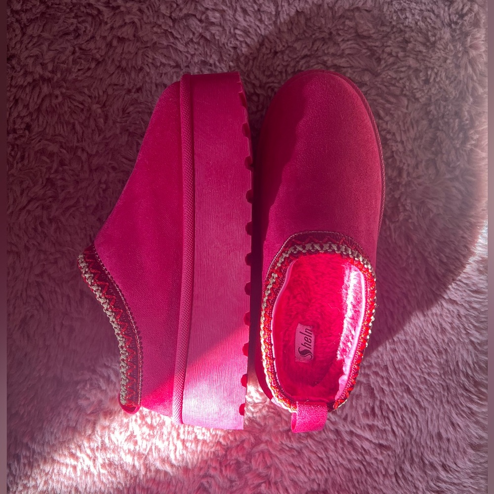 Faux suede slip ons